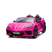 Licensed 24V Chevrolet Corvette C8 Kids Ride On 2 Seater Car, Leather Seat, Rubber Tires