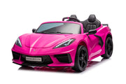 Licensed 24V Chevrolet Corvette C8 Kids Ride On 2 Seater Car, Leather Seat, Rubber Tires