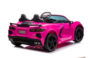 Licensed 24V Chevrolet Corvette C8 Kids Ride On 2 Seater Car, Leather Seat, Rubber Tires